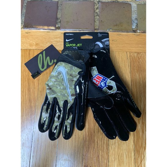 Large Nike Vapor Jet 6.0 NFL Salute To Service Football Adult Gloves Black Camo - Picture 1 of 2